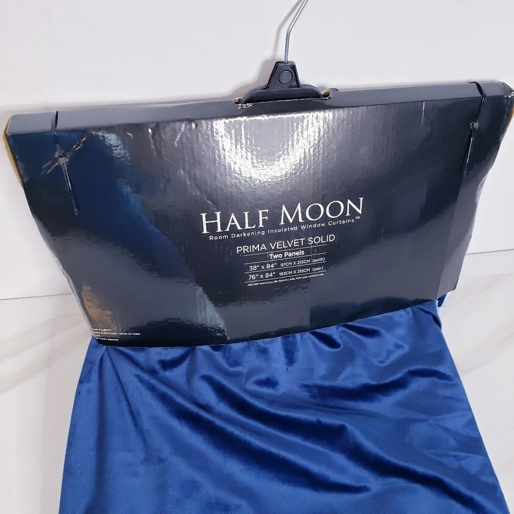 Prima Two Panel Velvet Darkening Insulated Window Curtains Navy Blue 38
